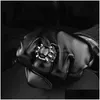 Solitaire Ring Fashion Simple Big Black Ruby Cast Dragon Claw Rings For Men Holiday Gift Retro Punk Gothic Alloy Jewelry Accessories Dh4Be