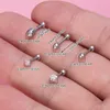 5pcs orecchini a bottone in cristallo piercing alla cartilagine dell'orecchio bar bilanciere in acciaio inossidabile elica trago daith chiodo per gioielli per il corpo delle donne