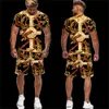 Chándales para hombre de gran tamaño Europa América Traje Moda Ropa deportiva Diseño de camiseta Cabeza de león Impresión 3D Playa de verano Conjunto de 2 piezas Ropa de hombre 230724