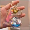 Nyckelringar Pilot Astronaut Space Oil Liquid Keychain Acrylic Quicksand Ring Par Car Bag Hanging Chain Pendant Women Student Fashion DHJ4D