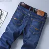 Herr jeans 2022 Autumn New Men regelbundet passar stretch jeans klassisk stil rökig grå mode casual denim byxor manliga märke byxor blå l230724