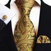 Bow Ties Classic Silk Men's 8cm Blue Gold Grey Flower Business Slitte handduk bröllopsfest slips manschettknappar set gravatas
