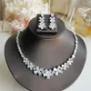 Necklace Earrings Set Feminine Bride Super Sparkling Zircon Wedding Jewelry Dress Evening Crysital Luxury