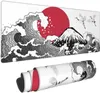 Japonês Kanagawa Wave Sun Mount Fuji Cranes Gaming Keyboard Mouse Pad Mousepad Extended XL Borda Costurada Sola de Borracha 31,5X11,8