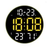 Wall Clocks 12 Inch Large Digital Clock Remote Control Temperature Humidity Date Time Week Display Dual Alarms Electronic LED