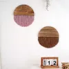 Dekorativa objekt Figurer Semicircle Board Macrame Wall Hanging Colorful Hand Woven Nordic Style For Home Decor Decoration L230724