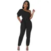 Abbigliamento etnico Tute Abiti africani Donna Una spalla Tute con lacci Estate Solid Fashion Sexy Office Lady Tuta 2023