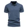 Polos pour hommes Polos d'été Coton Couleur unie Décontracté Manches courtes Turndown Streetwear Pour hommes