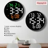 Wall Clocks Nordic Style Round Alarm Clock 10 Inch Wall-Mounted Large Screen Temperature/Humidity/Time/Week/Date Home Decor