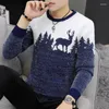 Men's Sweaters Printed Mens Sweater Daily Knitwear Casual Fashion Tops Long Sleeves Men Clothing Youthful Autumn And Winter Pullover Round