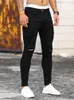 Men's Jeans Fashion Street Ripped Pure Black Stretch Tight Small Foot Pencil Pants Boyfriend Club Clothing Denim Ropa Hombre