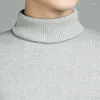 Herrtröjor Turtleneck bomullströja män tröjor varumärke avslappnad höst mode manlig solid smal passform stickad långärmad blå svart