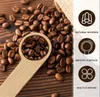 Träkaffe med väskeklämma matsked fast bok trä mätning skopa te kaffebönsked klipp present dh5012