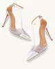 Sandals 2023 Fashion Summer Women High Heels T-Tied Buckle Strap Mixed Color Sexy Pointed Toe Dress Party Ladies Shoes Size34-45