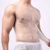 Męskie topy zbiornikowe mężczyzn seksowna przezroczysta siatka ultra-cieńsza kamizelka kamizelka slenek bez rękawów