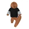 Kledingsets Winterkledingset voor babyjongens Sweatshirt met capuchon en kleurvlakken Top en vrijetijdsbroek - Stijlvolle, knusse outfit voor de herfst