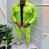 Men's Tracksuits Fashion Jacket Casual Pants Two Piece Slim Solid Color Set