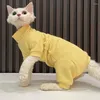 Trajes de gato Roupas sem pêlos Primavera Outono Esfinge Devon Rex de quatro patas Waffle Camisa de algodão Bottom Outfits Sphynx