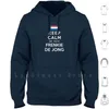 Bluzy męskie Zachowaj spokój, mamy Frenkie de Jong Long Sleeve Holland Oranje Duch Footballer Holands Nederland