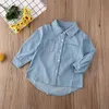 Kids Shirts Us Voorraad Peuter Kid Baby Meisje Herfst Kleding Denim Lange Mouw Blouse Jas Shirt Jas Brief Print 27Year 230721