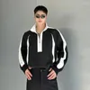 Felpe con cappuccio da uomo SYUHGFA Coreano Chic da uomo Collare alla coreana Rivetto Felpa Trendy Allentato Maschile Colore a contrasto Pullover Top 2023 Primavera