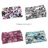 Headbands Printed Cotton Women Headband Stretch Turban Hair Accessories Headwear Yoga Run Bandage Hairs Bands Wide Headwrap Drop Del Dhs4X