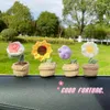 Fiori decorativi Tulipano Fiore all'uncinetto Girasole in vaso Bouquet intrecciato Mini Girasol Pianta Car Desk Decor Wedding Home