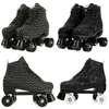 Inline Roller Skates 2021 Roller Skates Shoes Skating Flash Pu Wheel Brake Patines Artificial Leather Adult Double Row Woman Man Roller Shoes Patins HKD230720