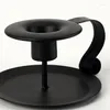Candle Holders 2PCS Classic Taper Black Matte Candlestick Iron Plate Chime Holder Dinner Desk