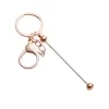 Stock Metal Bar Beadable Porte-clés Crochets Filles Élégantes Cadeau Iridescent Keyring Beadable Keychain pour la Fabrication de Bijoux DIY Artisanat LL LL