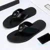 2023-Fashion Black Soft Leather Sandals Mules Summers Slide Slippery Flat Chain Sandals Wide T-bar Casual Beach Slip Sandals
