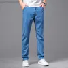 Men's Jeans Classic Style Summer Men Light Blue Thin Slim Fit Jeans Lyocell Fabric Business Fashion Stretch Denim Pants Male Brand Trousers L230724