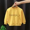 Hoodies Sweatshirts Brand Kids Child Girl Boy Sweatshirt Solid Color Jacquard Letters Top Clothing Baby Toddler Infant Hoodies Oneck Sweaters 9m4t J230724