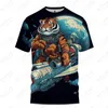 Męskie koszule Summer luźne swobodne koszulka Flying Tiger 3D wydrukowane duża ulicy harajuku krótko-rękawowe topy