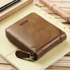 Wallets Fold Wallet For Men Bags Foldable Clutch Purse Leather Zipper Closing Male Bag Multifunction Holder