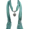 Scarves Elegant Women Scarf Pendant Necklace Nature Stone Fringe Tassel Jewelry With Beads Ethnic