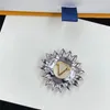 Classic Letter Sun Diamond Brooches Designer Metal Shiny Crystal Brooch Ladies Elegant Shiny Rhinestone Pin With Gift Box