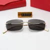 Man Carti Glasses Designer نظارة شمسية للنساء أزياء مستطيل بدون إطار طلاء بوفالو قرن الشمس