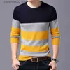 Maglioni da uomo Trend Pullover a maniche lunghe da uomo Maglione patchwork a righe larghe T-shirt girocollo Maglieria Maglione sottile per primavera e autunno T230724