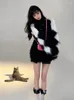 Damenpullover Faux Pelz Gestrickter Rollkragenpullover Frauen Y2k Kleidung Eleganter Pullover Weiblicher koreanischer Stil Tops Chic Outwear 2023 Winter