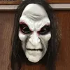 Máscara de Bruxa Velha com Cabelo Látex Assustador Arrepiante Vestido de Fantasia de Halloween Careta Acessórios de Fantasia de Festa Cosplay Adereços Adulto Unissex