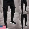 Men's Jeans 2021Fashion Black Jean Men Denim Skinny Biker Destroyed Frayed Slim Fit Pocket Cargo Pencil Pants Plus Size S-3XL Fashion L230724