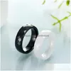 Banda Anéis Personalidade Branco Escuro Preto Mti-Faceted Cerâmica Homens Mulheres Moda Jóias Anel Presente 4-6Mm Drop Delivery