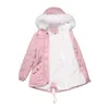 Trenchs pour femmes vêtements rembourrés en coton blanc col en laine Parka longueur moyenne à capuche hiver chaud manteau de velours