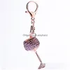 Portachiavi Cordini Moda strass lucido Coppa del vino Portachiavi Portachiavi Decor Borsa Ciondolo chiave Drop Delivery Accessori Dhtqs