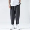 Men's Pants 2023 Men Thin Ice Silk Casual Japanese Harajuku Solid Color Loose Plus Size Quick Dry Trouser Fashion Harem Male