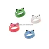 Band Rings Cute Bear Frog Ring Polymer Clay Resin For Girls Animal Jewelry Women Summer Fashion Travel Gifts Drop Delivery