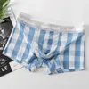 Caleçon Glace Soie Plaid Boxer Culotte Respirant Grand Lâche Mince Confortable D'été Hommes Poche Convexe Sous-Vêtements