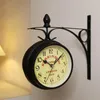 Wandklokken Dual Face Classic Retro Clock Metal Silent Grand Central Station Creative Indoor Outdoor Living Room Decoration