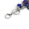 Keychains Lanyards Fl Crystal Rhinestone Heart Flag of the United States Keychain Bling Sier Plated Chain Key Rings Hanging Fashion Car Pl